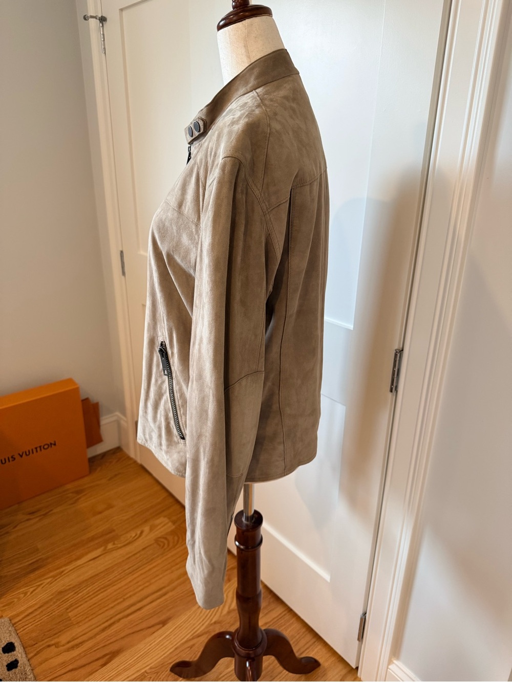 Burberry Taupe Suede Button-Front Jacket - Picture 5 of 16
